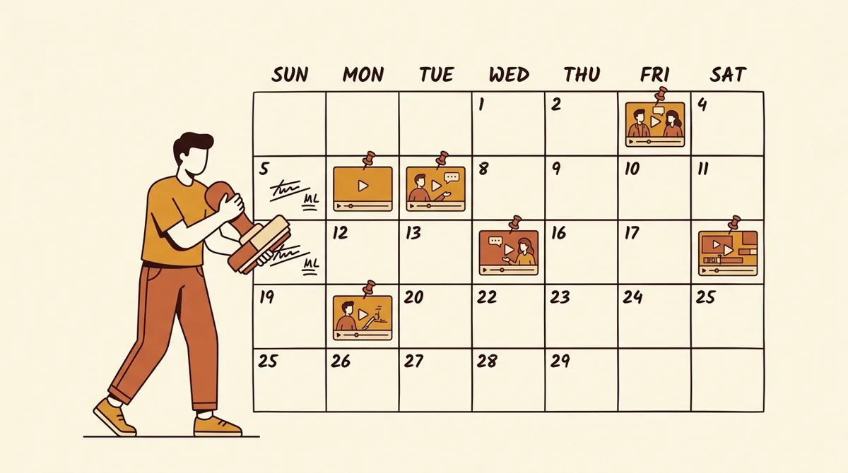 A creator scheduling posts across a monthly content calendar