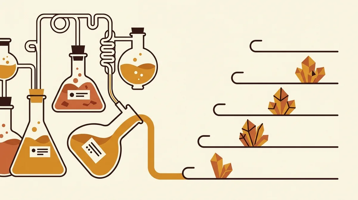 A laboratory-style funnel filtering many ideas into a strong opening hook