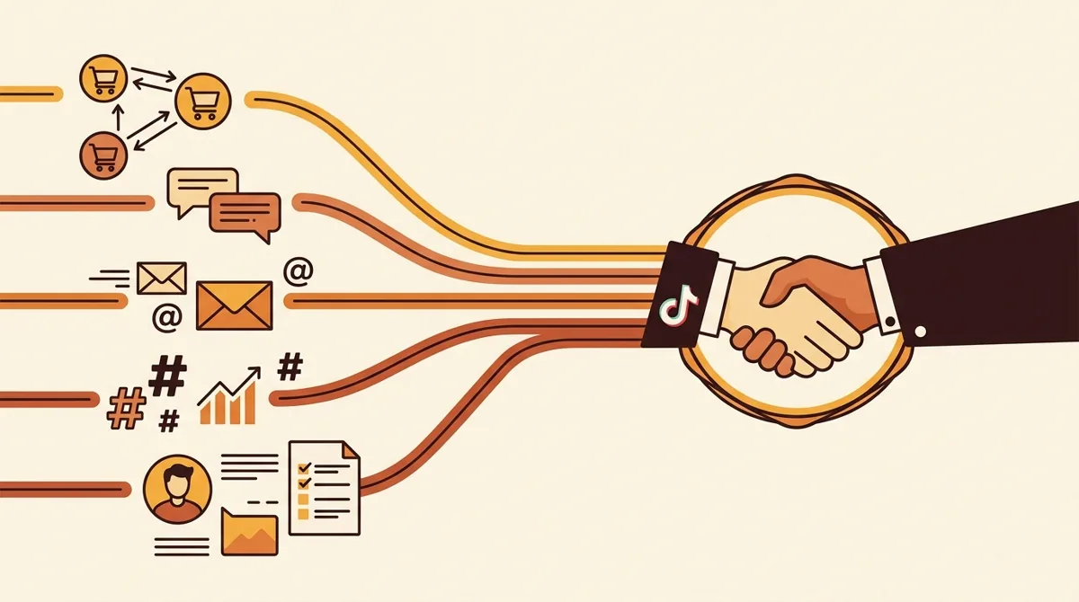 TikTok content signals converging into a handshake between creator and brand