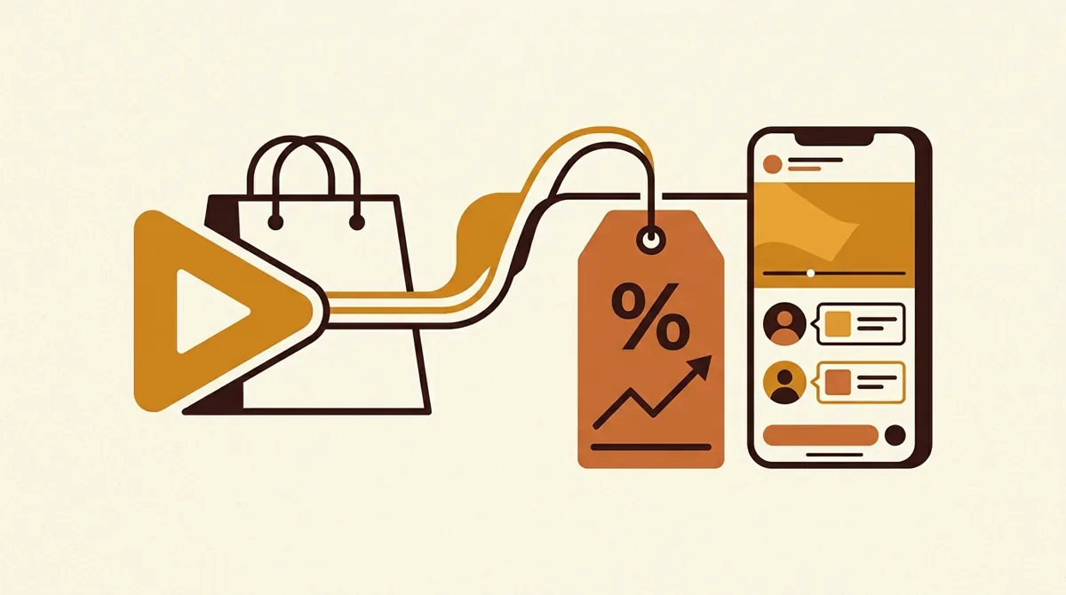 Shopping bags, short-video content, commission rates, and checkout connected on mobile